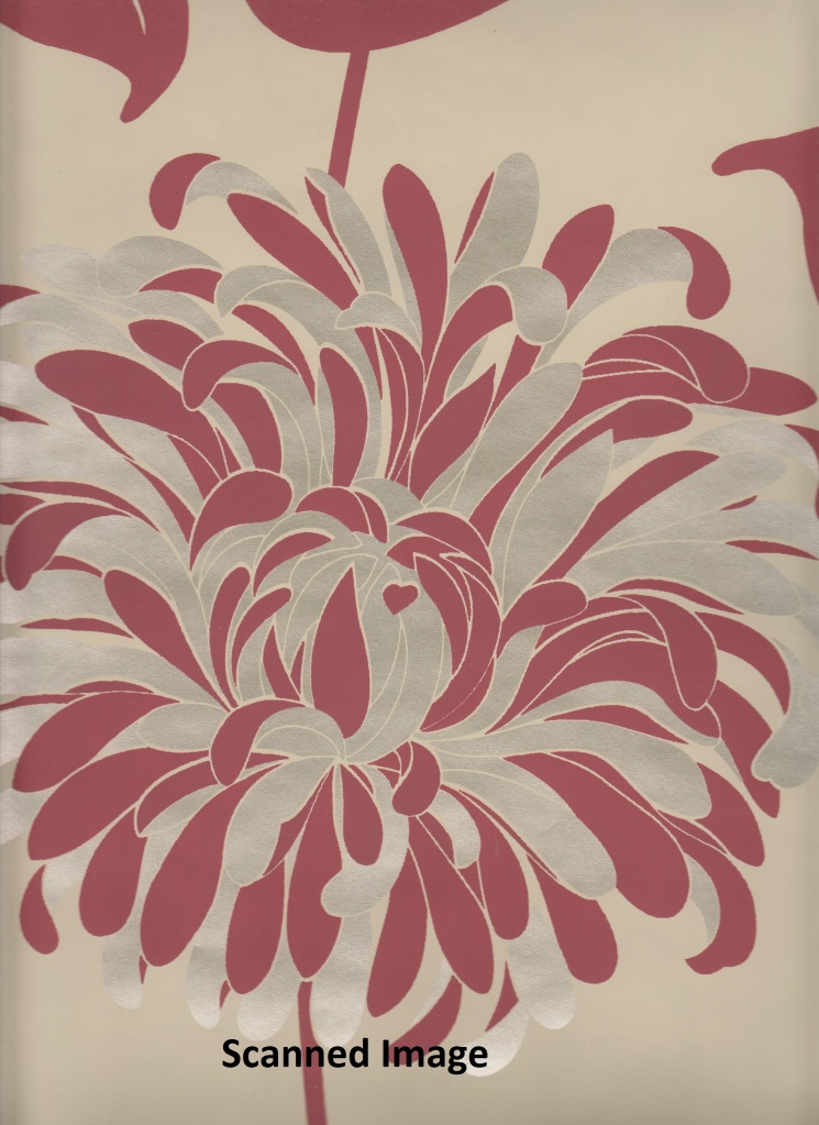 Contemporary Wallpaper Red Pink Modern Floral Sidewall Cream