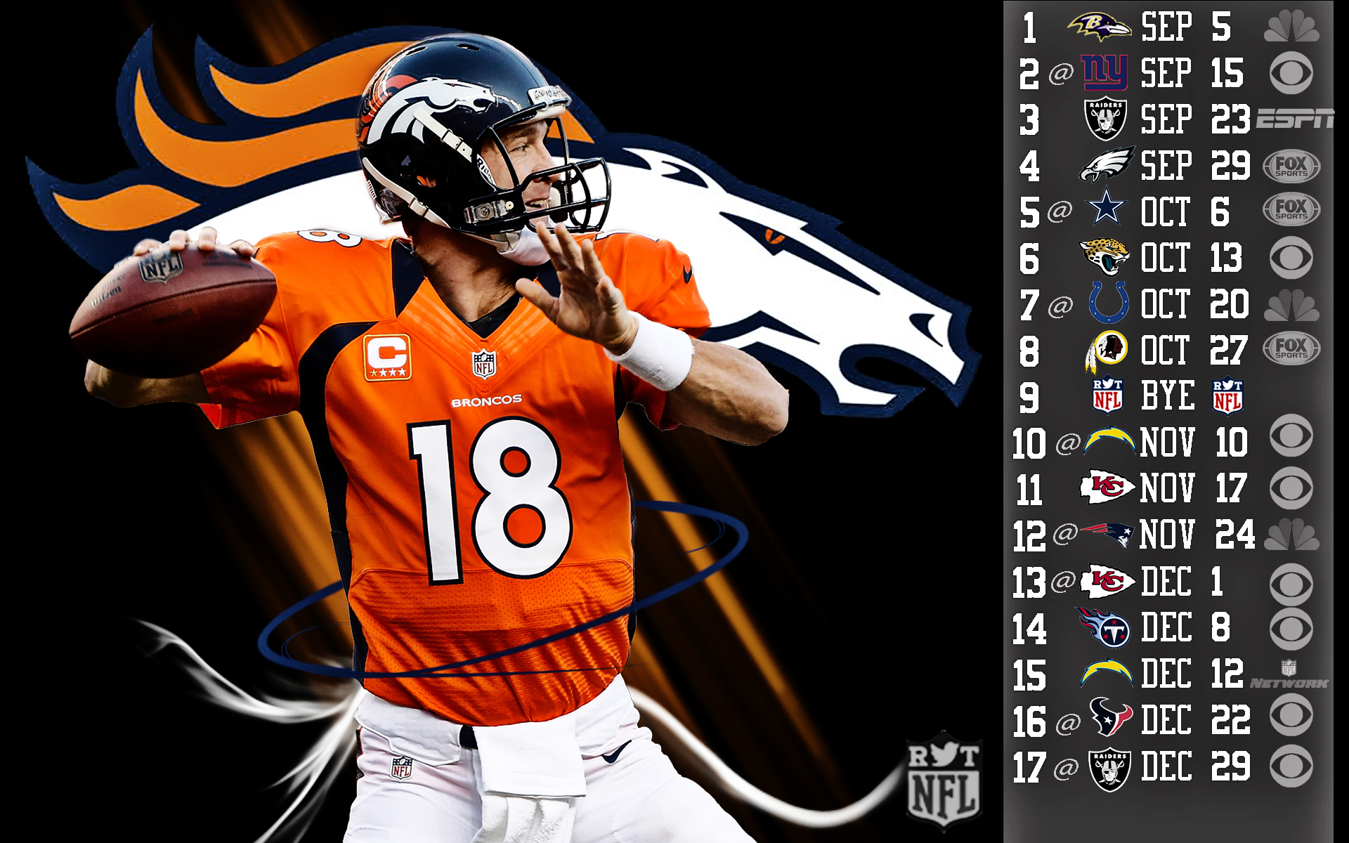 Broncos Peyton Manning Schedule HDr