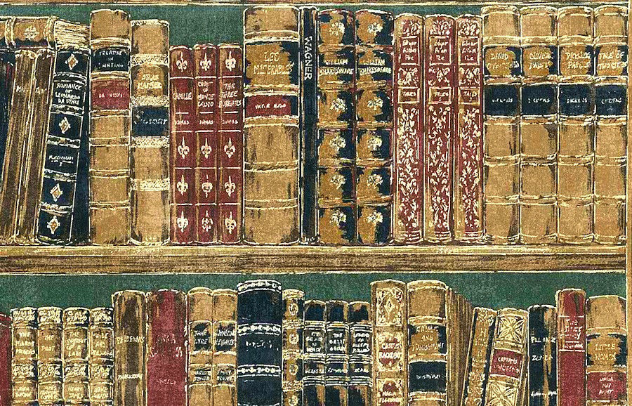 Free download Book Case Antique Leather Wallpaper Brown Green Wallquest