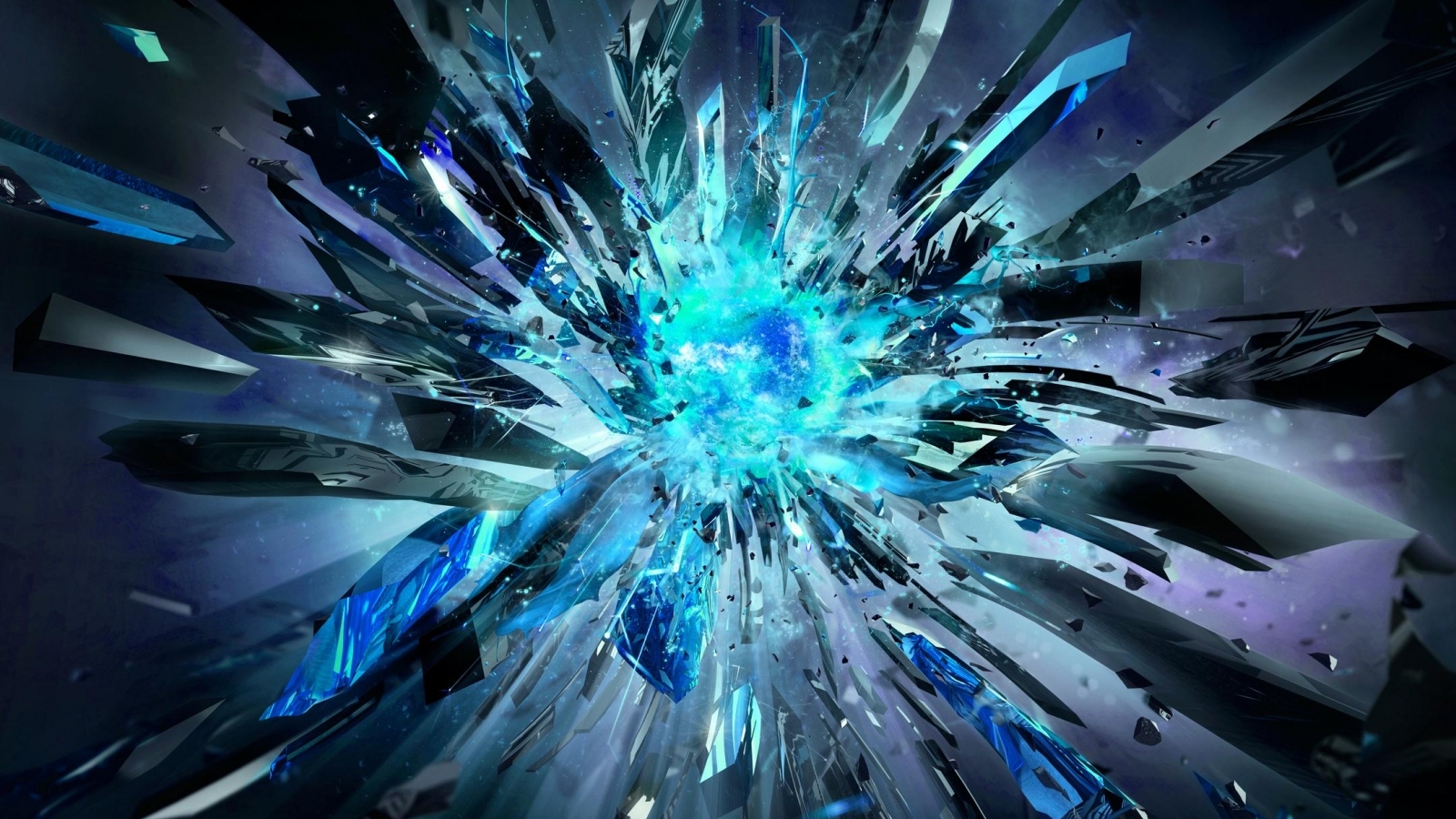 Blue Core Explosion Wallpaper In 3d Abstract