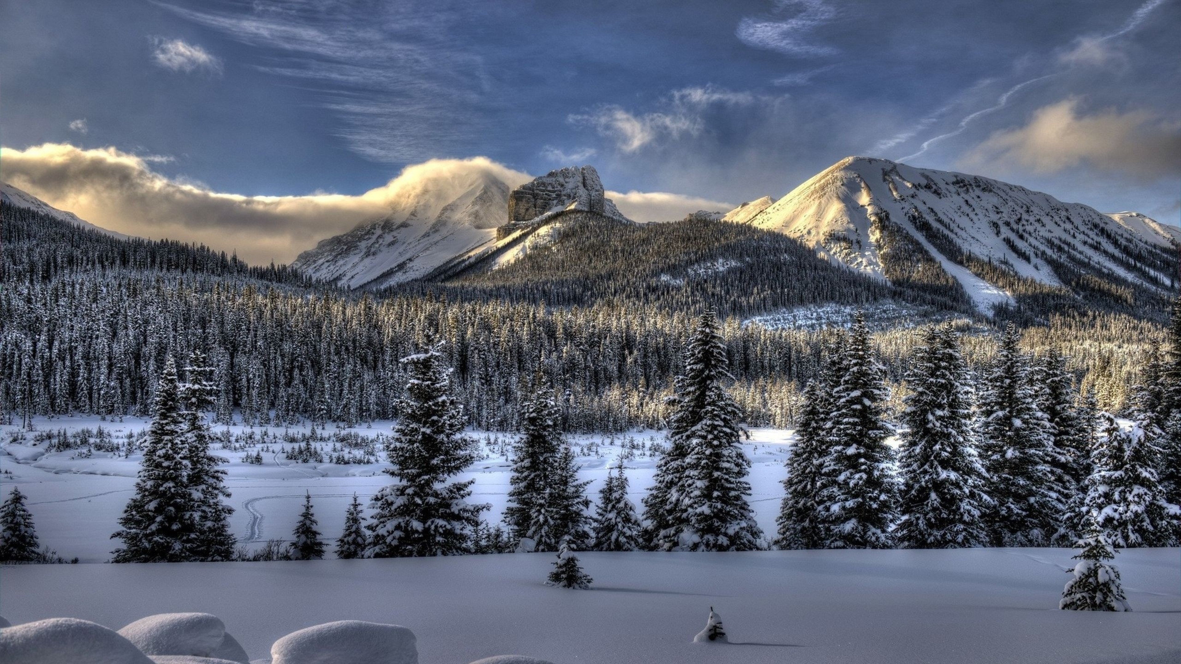 Snow Mountain Landscape Wallpaper HD Background Image Desktop