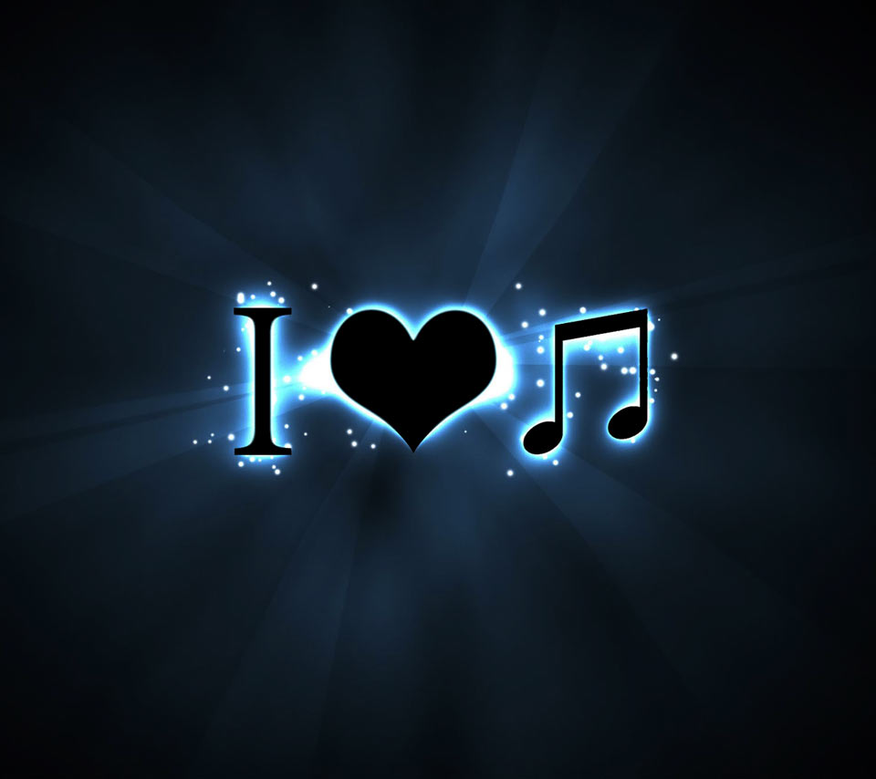 Heart Love Note Musical Black Dark Shining Wallpaper Background
