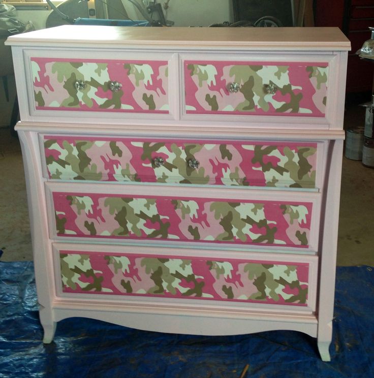 Pink camo dresser for our daughter Used pink camo wallpaper baby 736x744