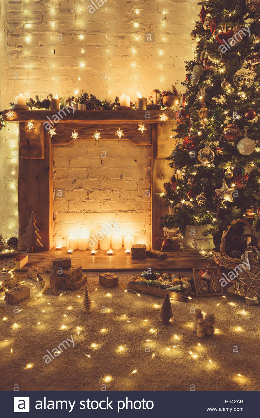 Popular Christmas Background With Fireplace