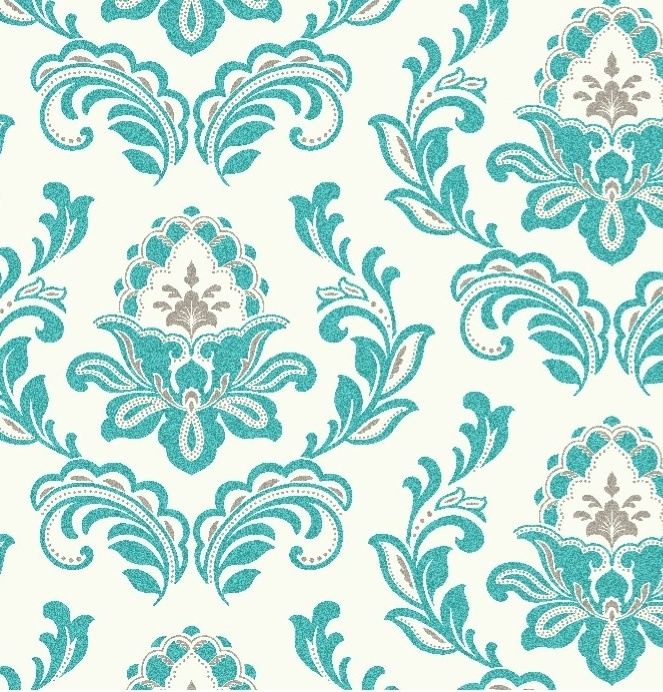 Free download Teal Pale Gold Glitter on White Damask Wallpaper Arthouse