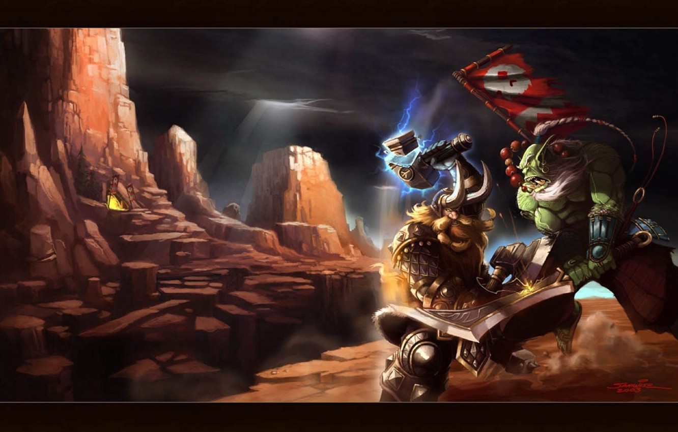 Wallpaper Duel Orc Warcraft Dwarf Samwise Image For Desktop