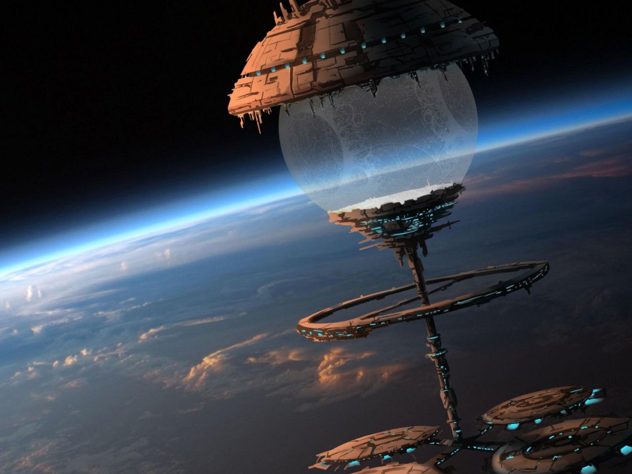Sci Fi Orbital Space Station Spacecraft Art Fantasy