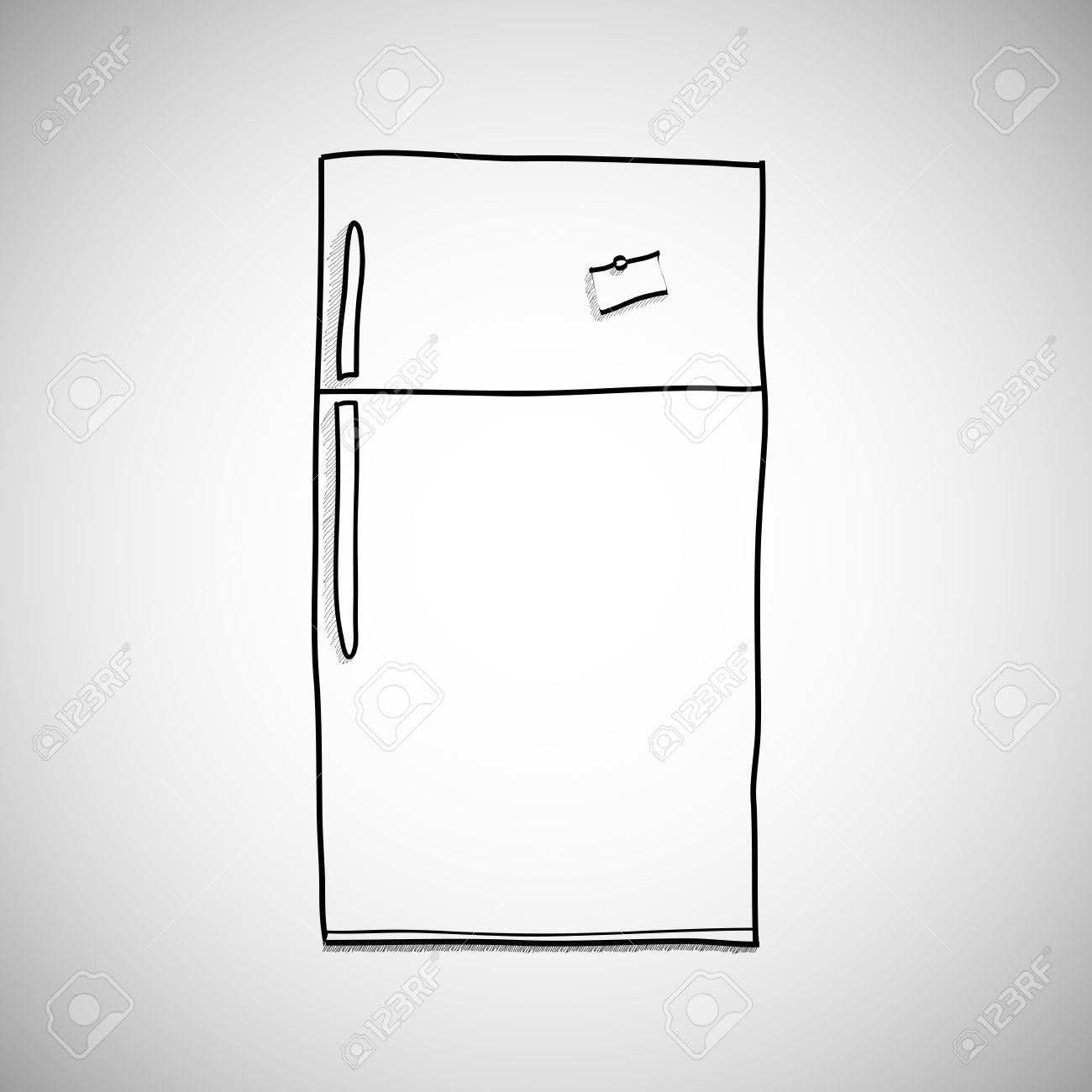 Hand Drawn Refrigerator Vector Cartoon Illustration Isolated