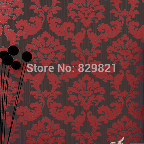 Wallpaper Damask Red From China Best Selling