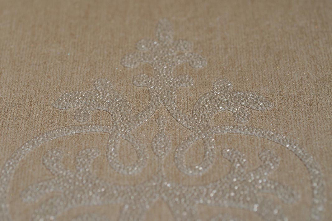 Luxury Vintage Shining Damask Embossed Textured Wallpaper Bedroom