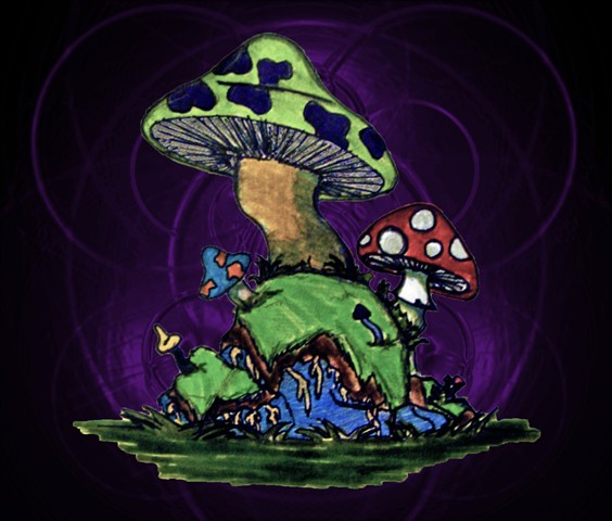 Trippy Shroom And Weed Wallpaper