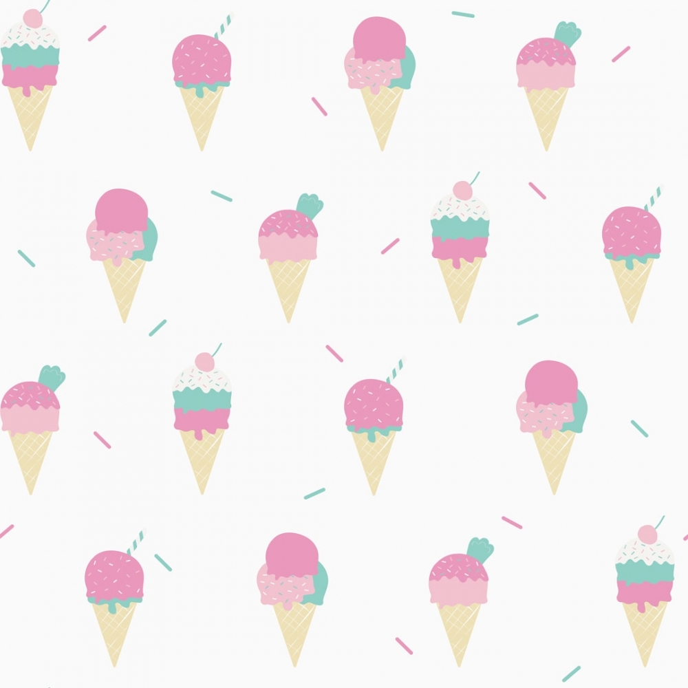 Ice Cream Parlour in white pink mint I Love Wallpaper