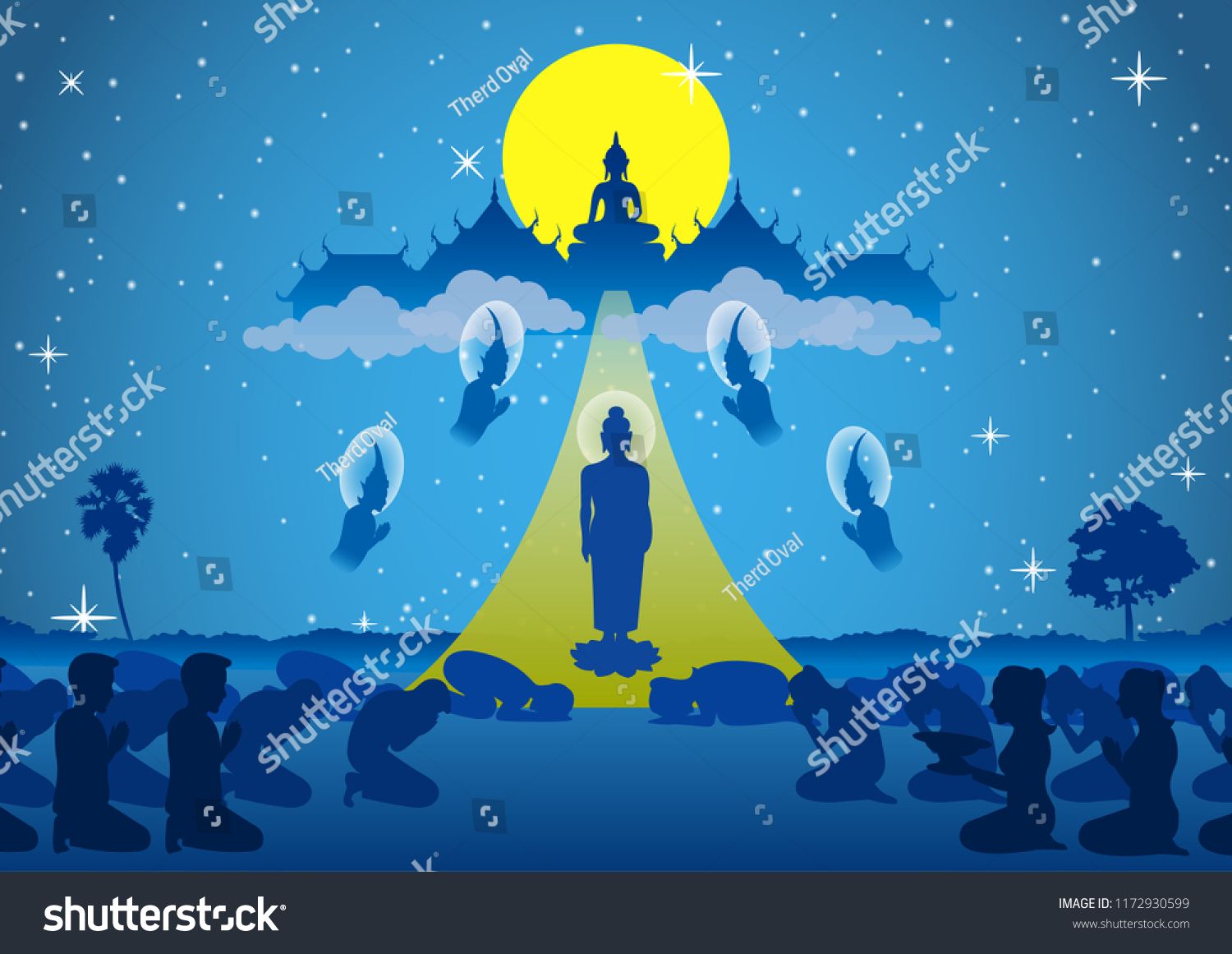 Lord Of Buddha Walk Down From Heaven That For Visit And Teach His