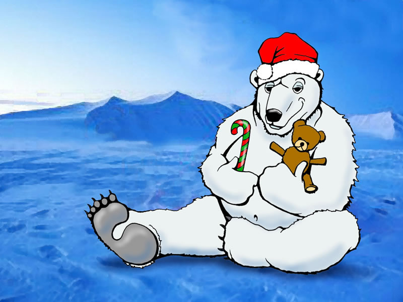 Polar Bear Christmas Animals Wallpaper Image