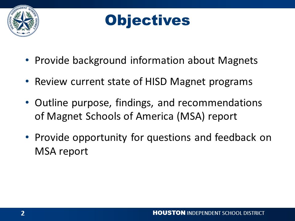 Magnet Re Update January February Houston Independent School