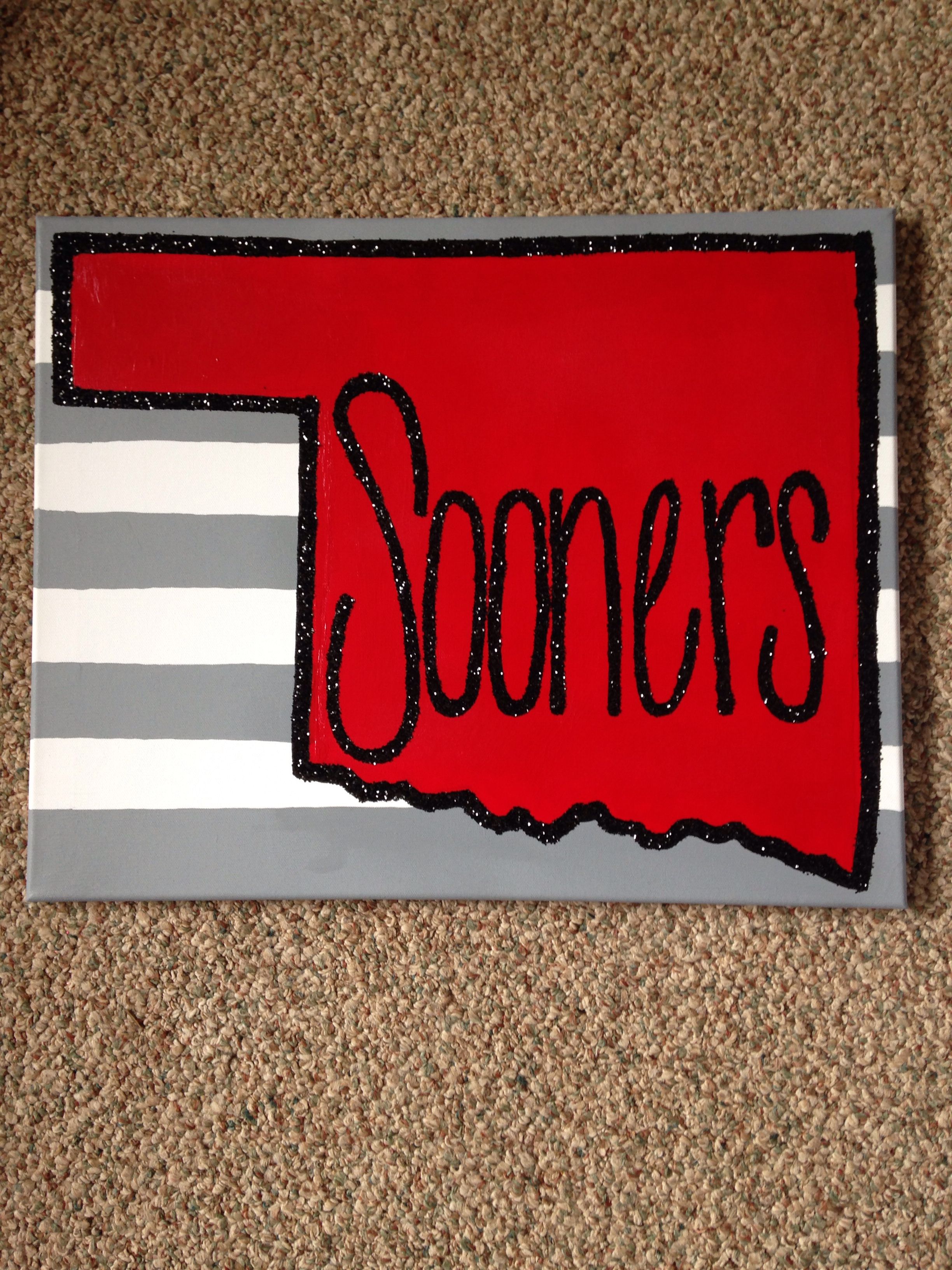 Oklahoma Sooners canvas White and gray striped background red 2448x3264