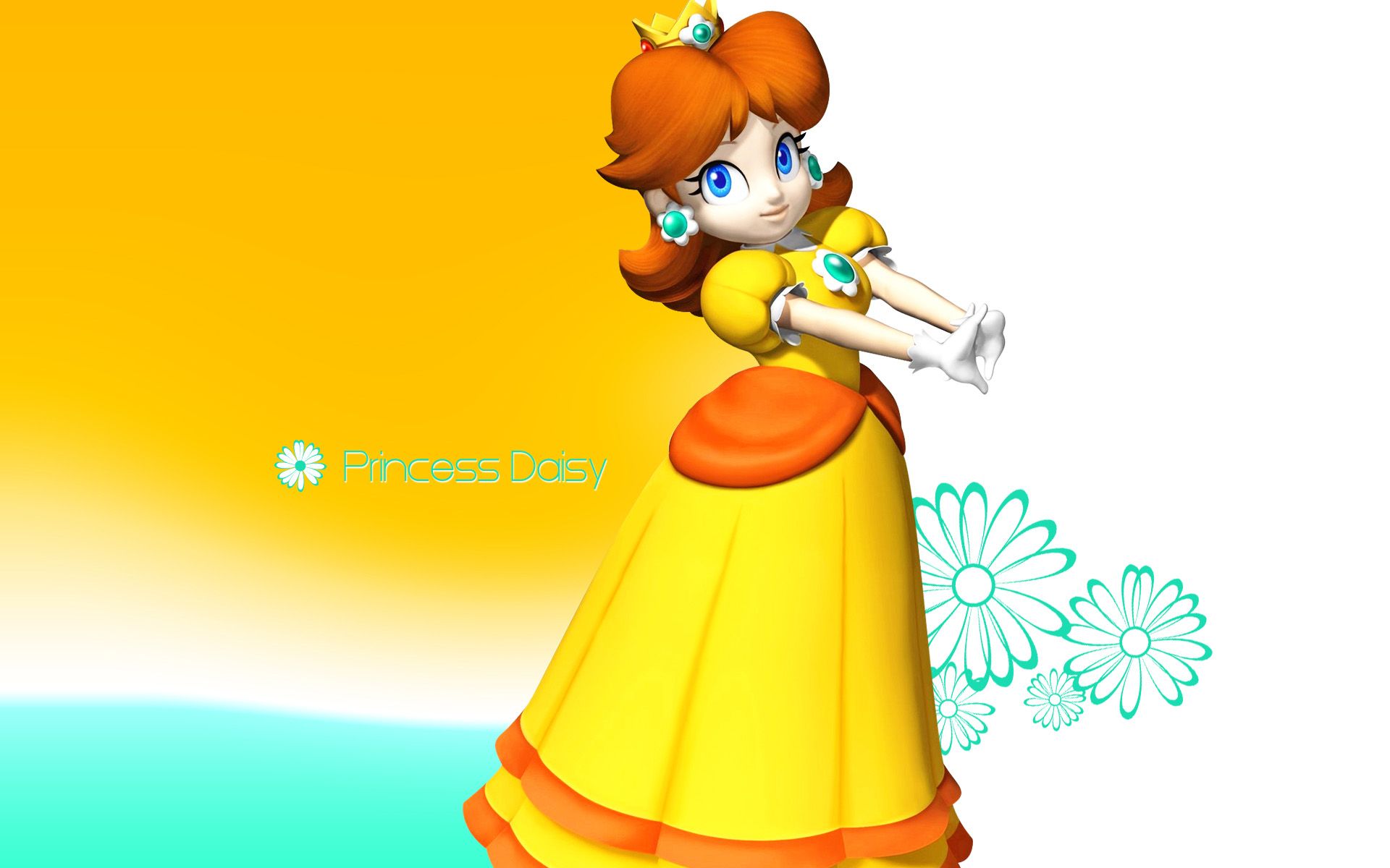 Princess Daisy Dress Yellow Paper Wallpaper HD