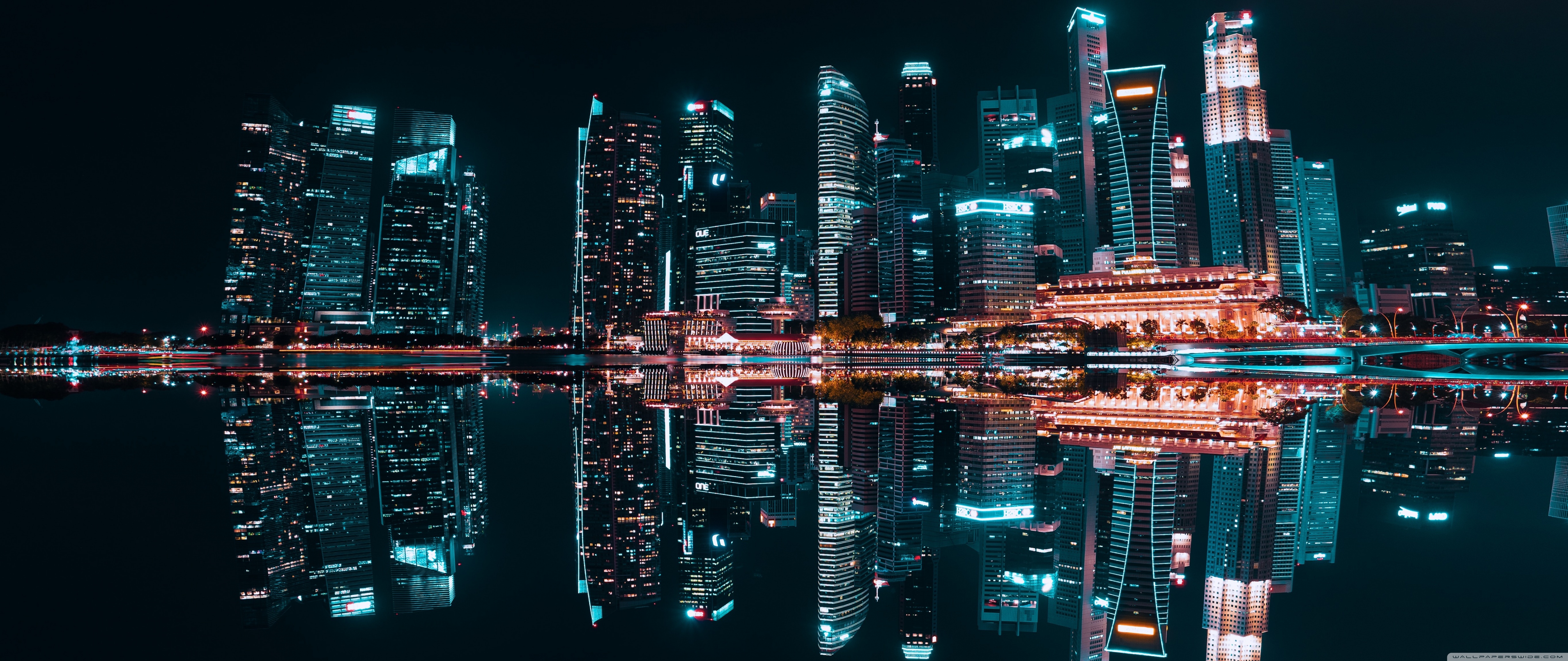 City Reflection Night Ultra HD Desktop Background Wallpaper For