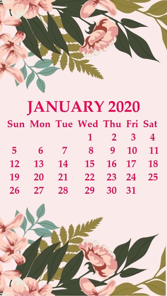 iPhone January Calendar Wallpaper January2020