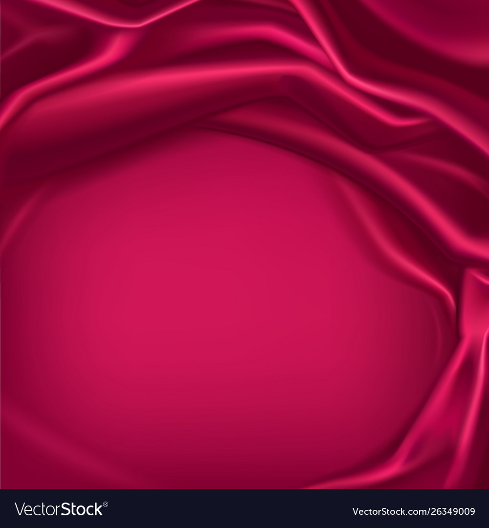 Red Silk Draped Fabric Background Textile Frame Vector Image