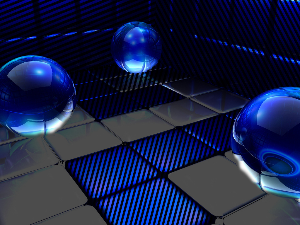 3d Glass Balls Reflection HD Desktop Wallpaper