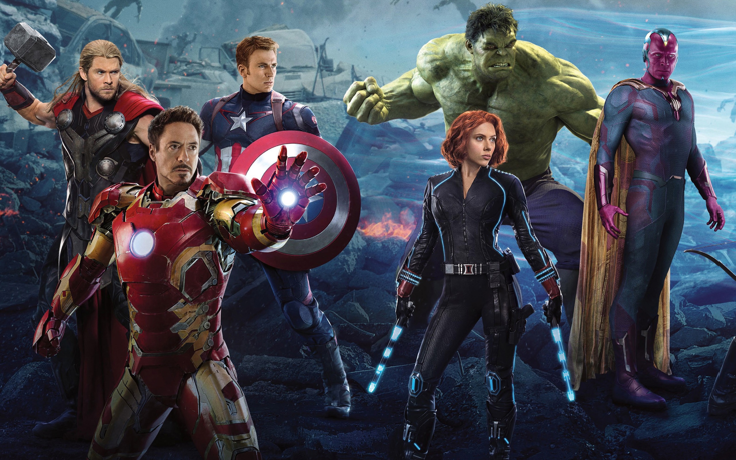 Hulk Thor Black Widow Vision Widescreen And Full HD Wallpaper