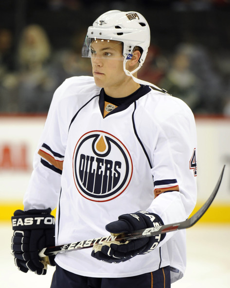 Taylor Hall Of The Edmonton Oilers During Warmups Prior