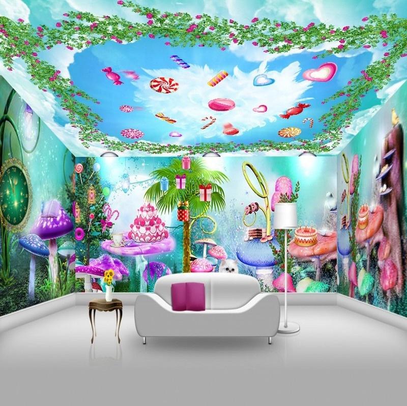 Wallpaper 3d Stereo Cartoon Magic World Mushroom Elf