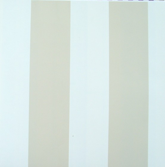 Brief Wide Stripe Wallpaper Beige White Vertical