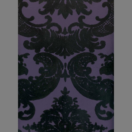 Black Purple Madison Damask Velvet Flocked Wallpaper Vcc0819