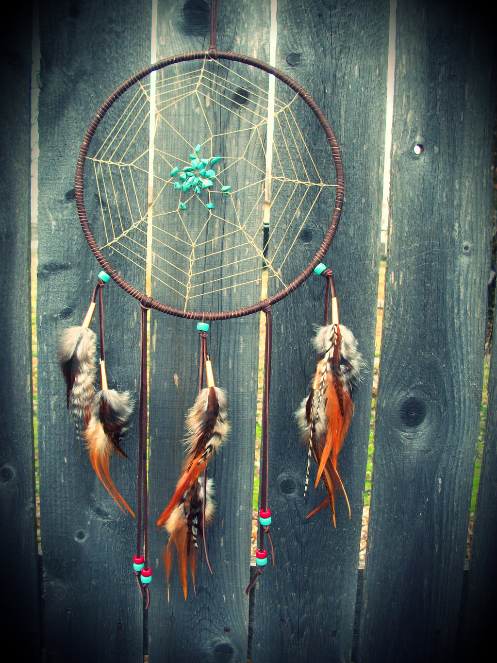 Chocolate and Turquoise Dream Catcher by xsaraphanelia on