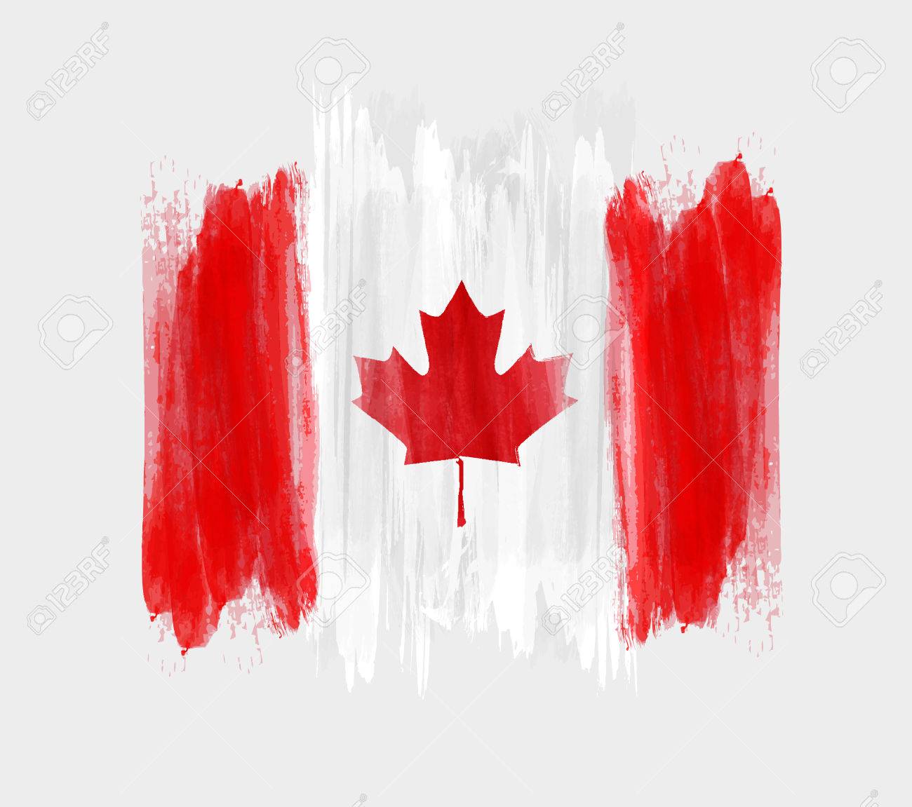 Happy Canada Day Background With Watercolor Brushed Lines Grunge