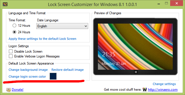 Lock Screen Customizer for Windows 81