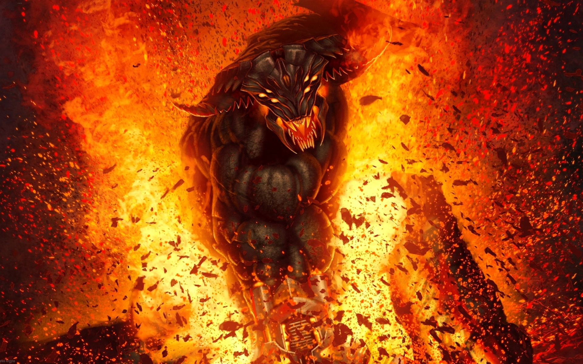 Dark Horror Fantasy Fire Demon Hell Evil Art Wallpaper Background