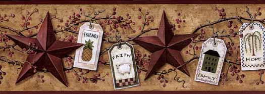 Primitive Gift Tags And Barn Stars Wallpaper Hk4615bd