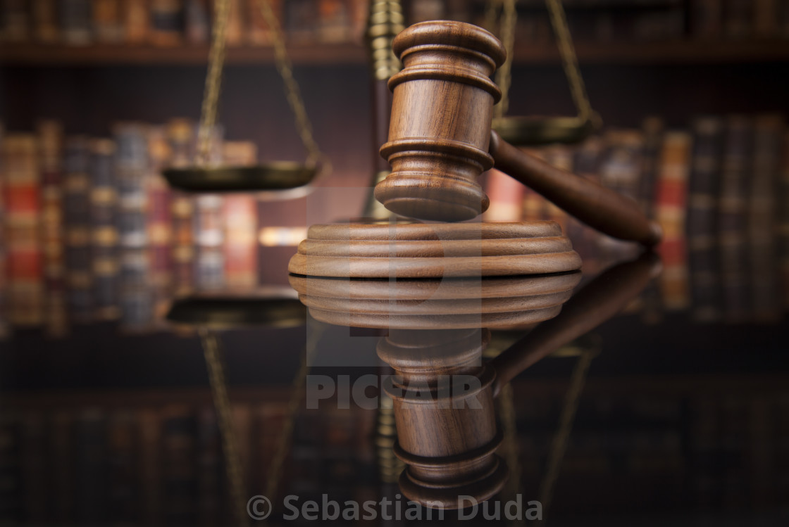 Law Books Mallet Of The Judge Courtroom Background License