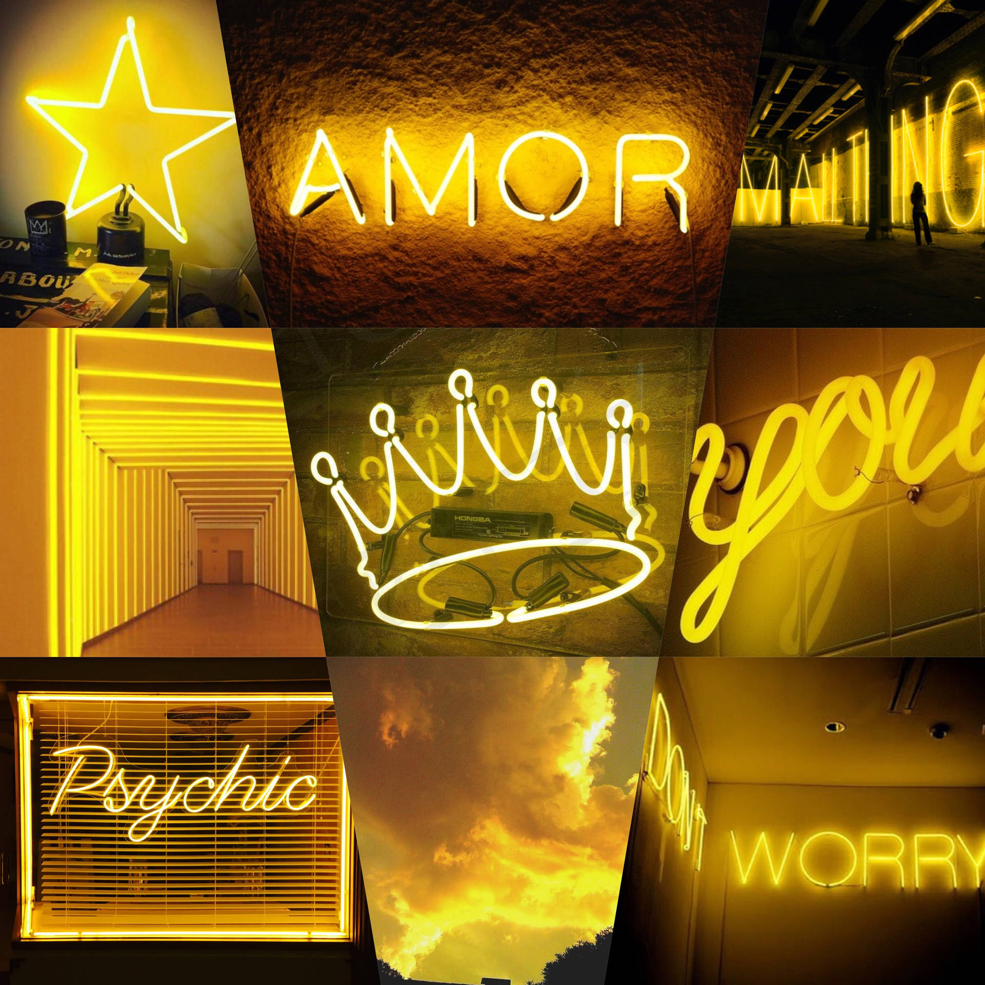 Neon Yellow Background Wallpaper