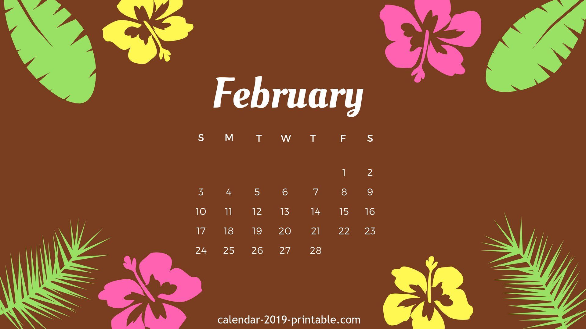 February Desktop Calendar Wallpaper