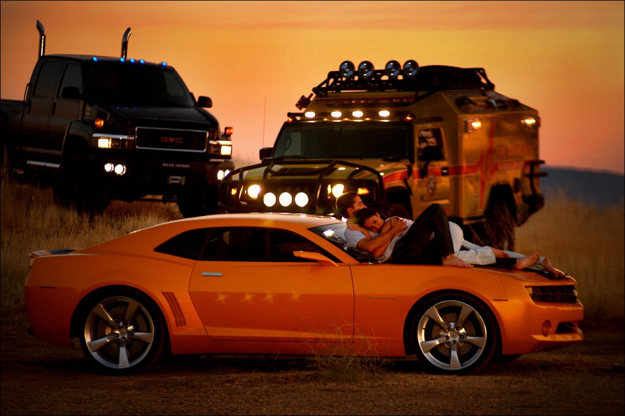 Sunset Transformers Megan Fox Cars Trucks Gmc Bumblebee Hummer