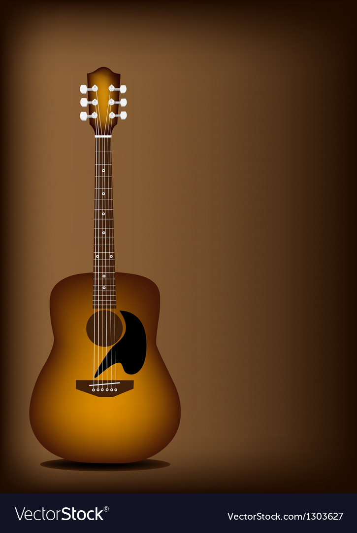 Beautiful Acoustic Guitar On Dark Brown Background