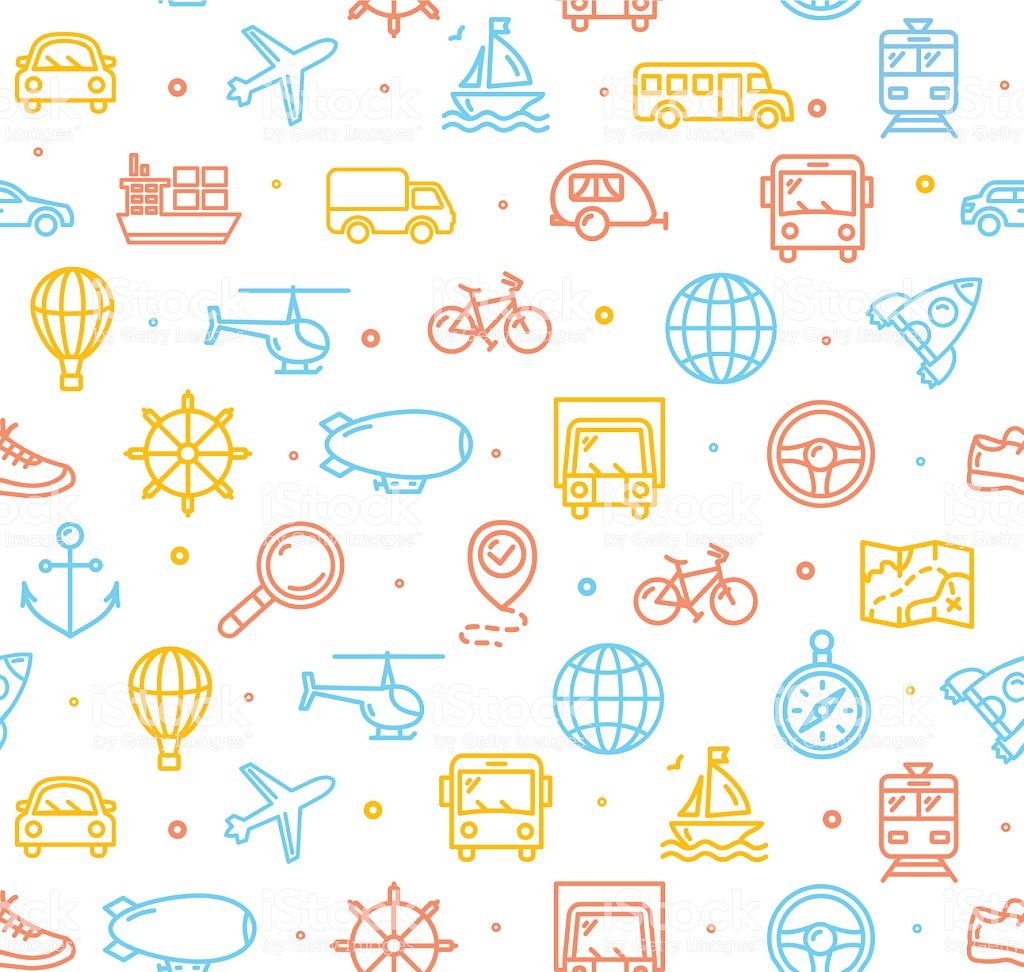 Travel And Transportation Background Pattern Vector Stock