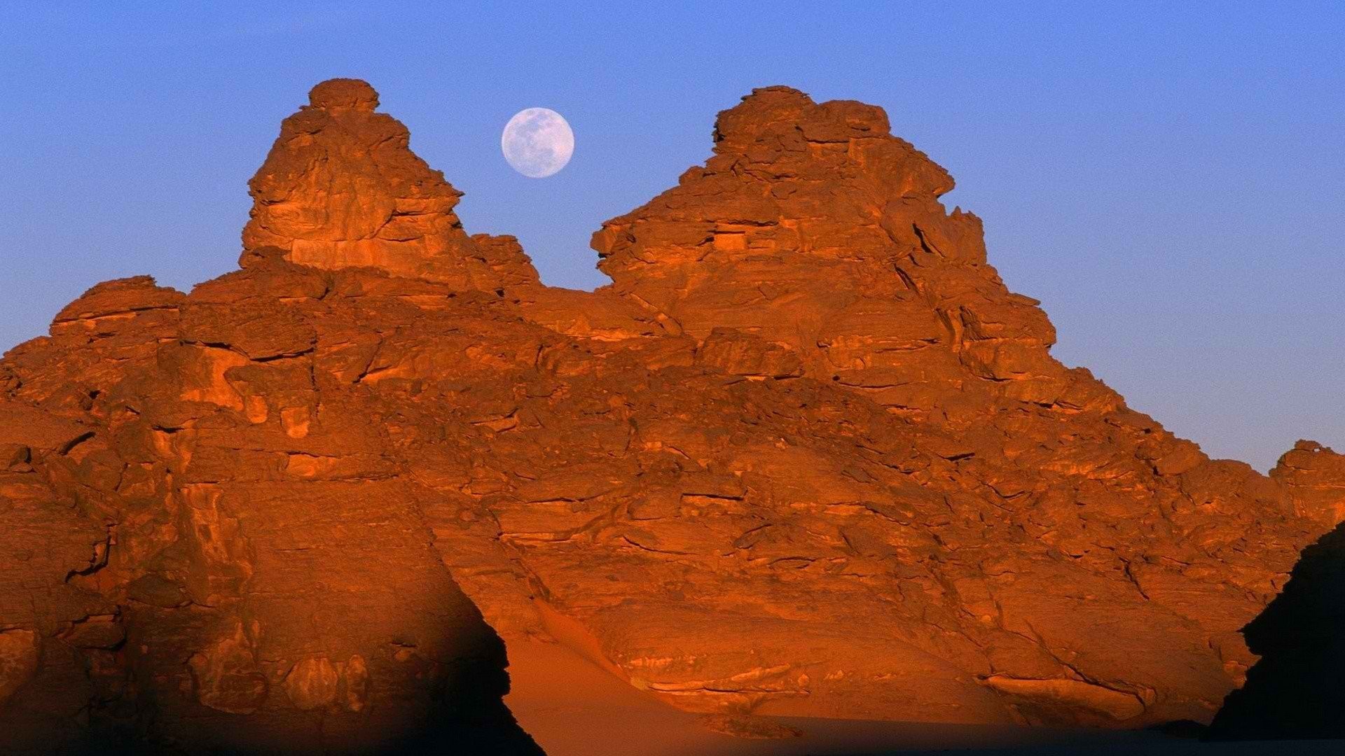 Mountains Jebel Moon Libya Full Highland Windows Background