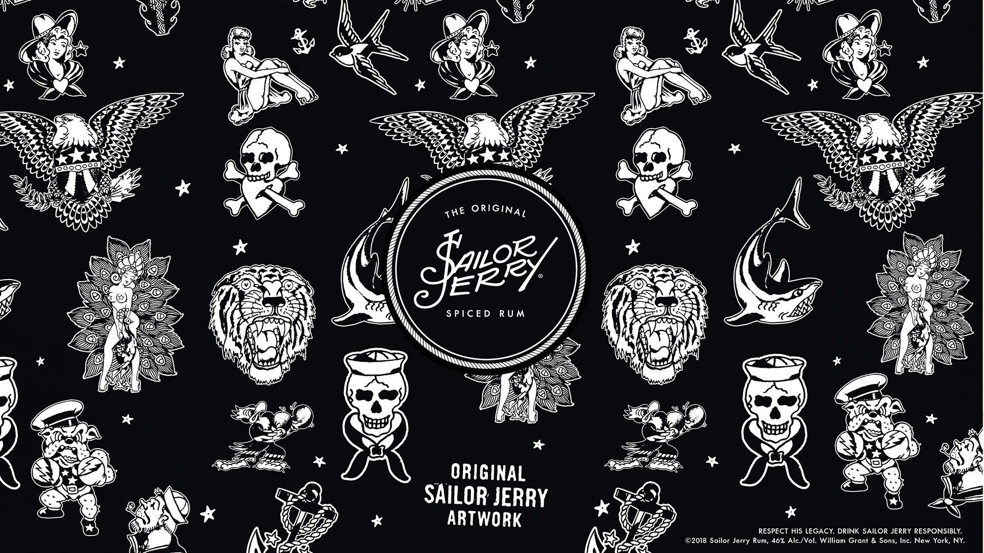 Sailor Jerry Spiced Rum wallpaper with classic tattoo designs