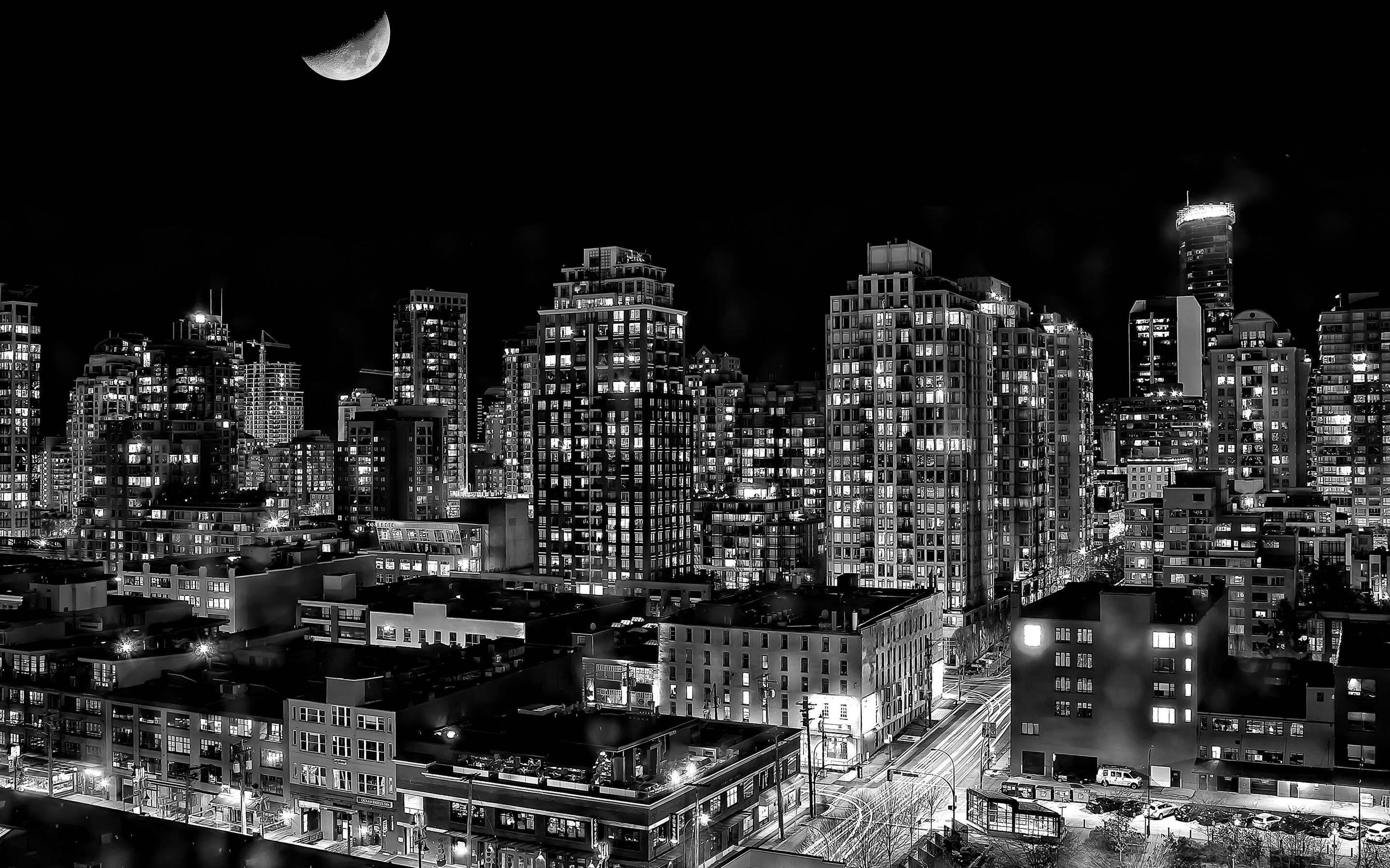 Black And White Vancouver City 4k Macbook Pro Retina HD
