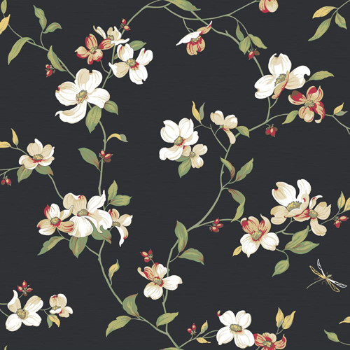 Inspired By Color Black Dogwood Wallpaper Traditional