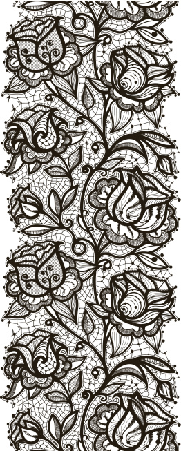 Abstract Lace Ribbon Seamless Pattern With Elements Flowers
