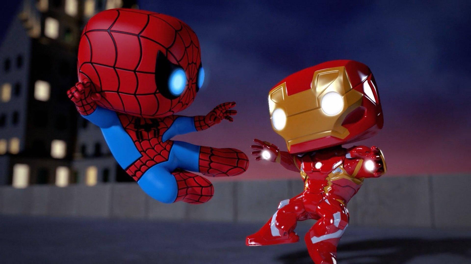 Download Funko Pop Spiderman And Iron Man Wallpaper