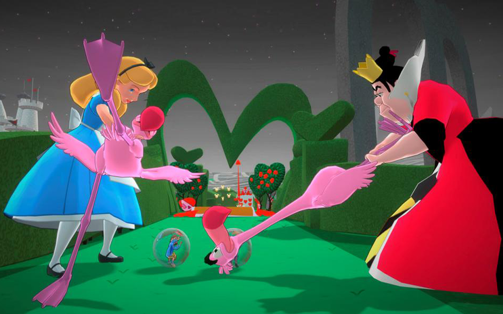 Cartoons Wallpaper Alice And Queen Of Hearts Playing Croquet