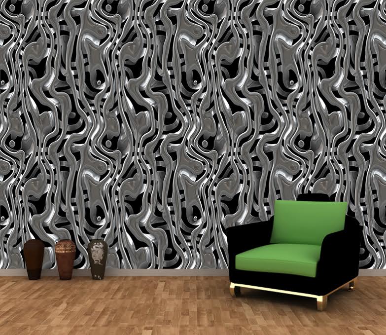 Silver Metal Liquid Wall Mural Decor Photo Wallpaper Living Room Bed