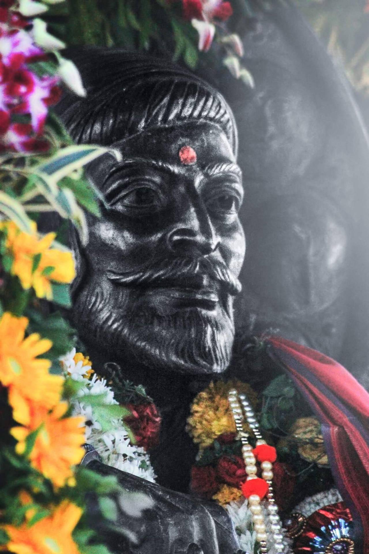 Shivaji Maharaj With Flowers Wallpaper